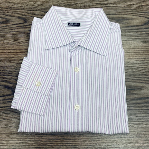 Tom James Other - Tom James White w/ Purple & Grey Stripe Shirt 17